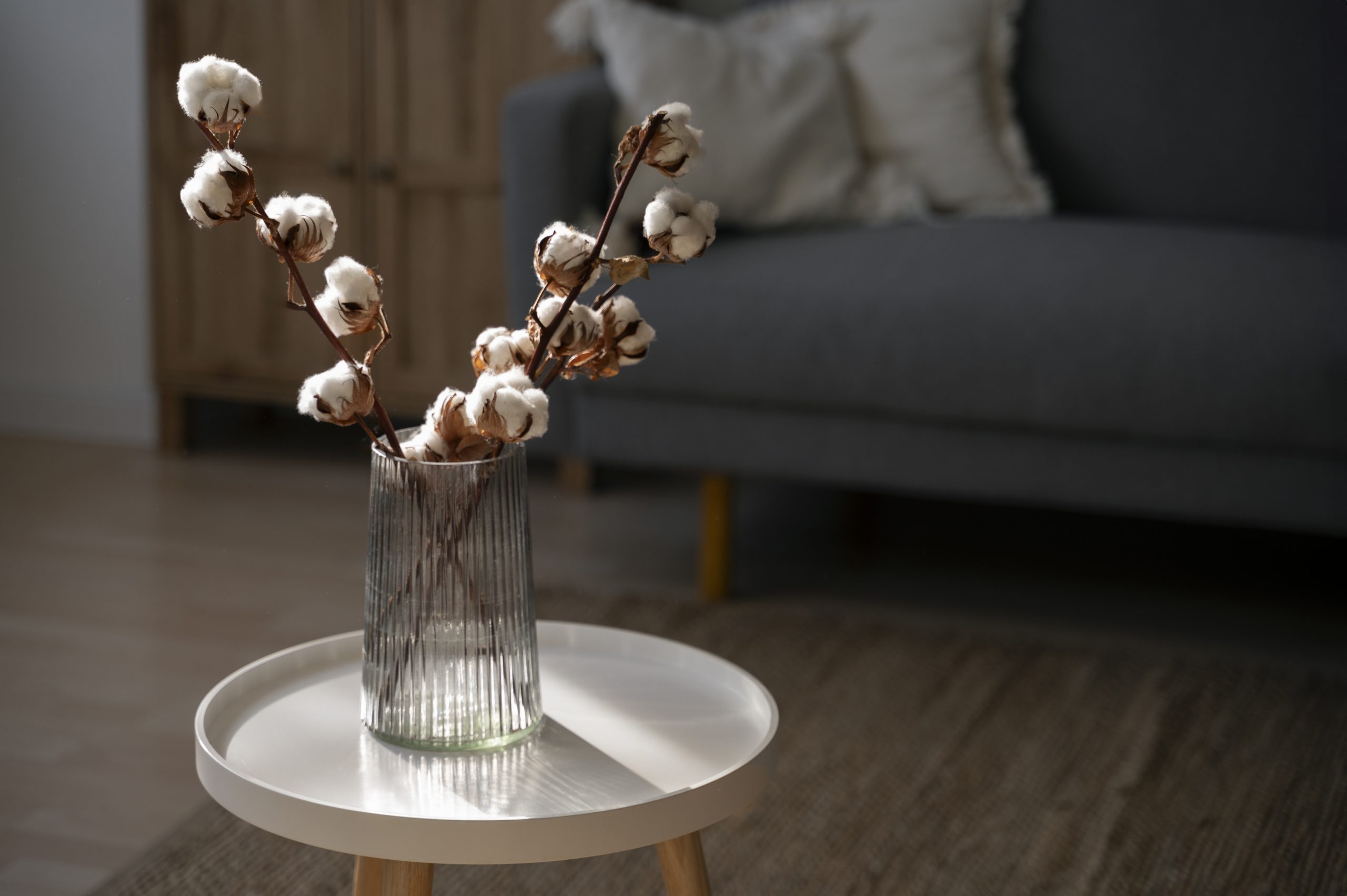 fluffy cotton plant vase used interior decor