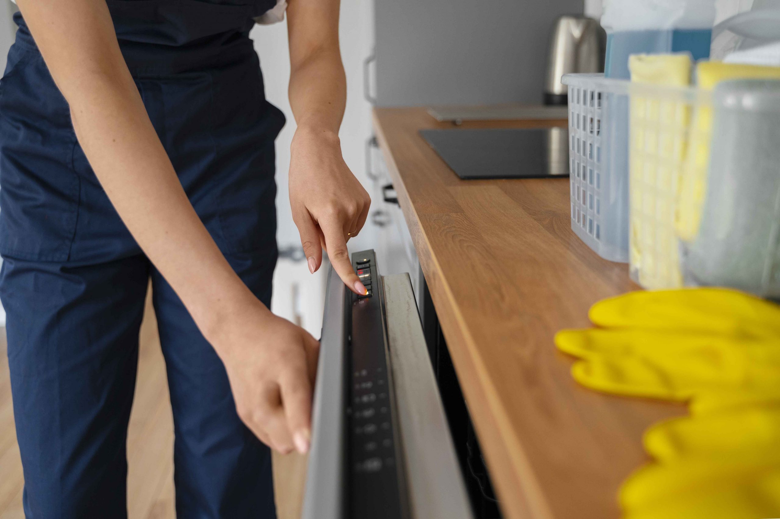 front view woman cleaning home2